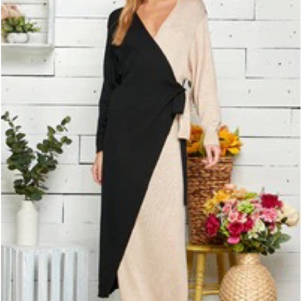 Lettie Duster Wrap Color Block Cardigan